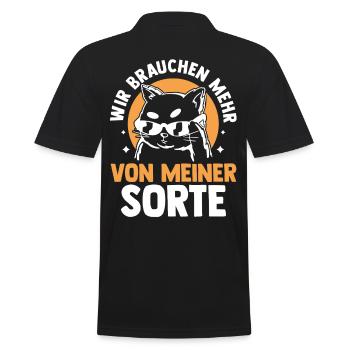 Katze Wir brauchen mehr von meiner Sorte - Männer Poloshirt - Schwarz - Hinten - Kai (181cm)