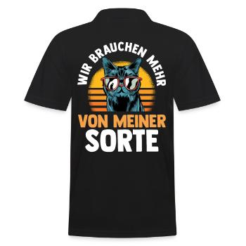 Katze Wir brauchen mehr von meiner Sorte - Männer Poloshirt - Schwarz - Hinten - Kai (181cm)