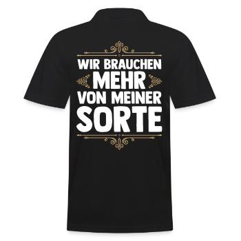 Wir brauchen mehr von meiner Sorte - Männer Poloshirt - Schwarz - Hinten - Kai (181cm)