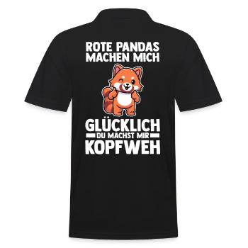 Roter Panda - Männer Poloshirt - Schwarz - Hinten - Kai (181cm)