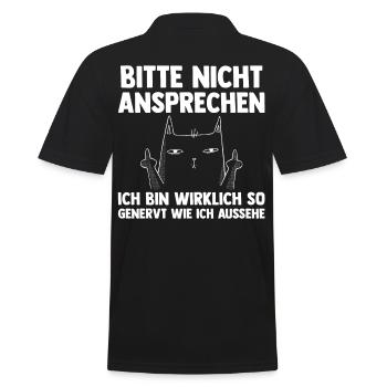 Bitte Nicht Ansprechen Katze - Männer Poloshirt - Schwarz - Hinten - Kai (181cm)