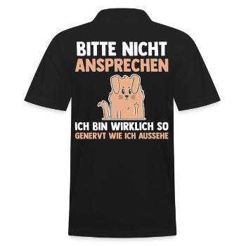 Hund Bitte Nicht Ansprechen - Männer Poloshirt - Schwarz - Hinten - Kai (181cm)