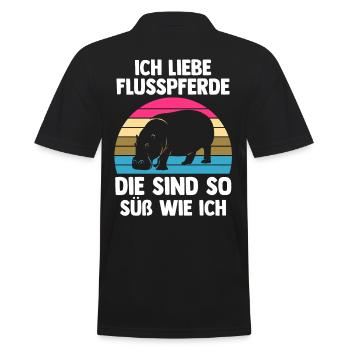 Nilpferd Flusspferd - Männer Poloshirt - Schwarz - Hinten - Kai (181cm)