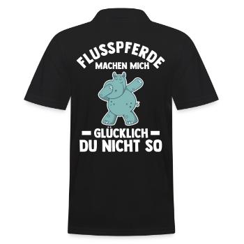 Nilpferd Flusspferd - Männer Poloshirt - Schwarz - Hinten - Kai (181cm)