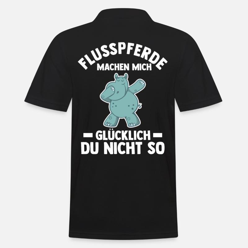 Nilpferd Flusspferd - Männer Poloshirt - Schwarz
