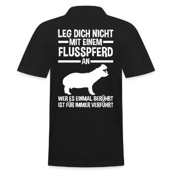 Nilpferd Flusspferd - Männer Poloshirt - Schwarz - Hinten - Kai (181cm)