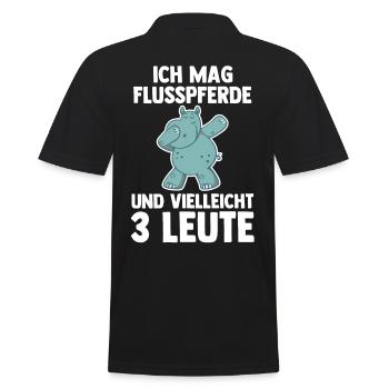 Nilpferd Flusspferd - Männer Poloshirt - Schwarz - Hinten - Kai (181cm)