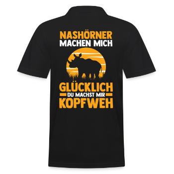 Nashorn - Männer Poloshirt - Schwarz - Hinten - Kai (181cm)