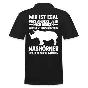 Nashorn - Männer Poloshirt - Schwarz - Hinten - Kai (181cm)