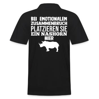 Nashorn - Männer Poloshirt - Schwarz - Hinten - Kai (181cm)