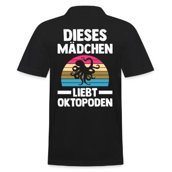 Tintenfisch Oktopus - Männer Poloshirt - Schwarz - Hinten - Kai (181cm)