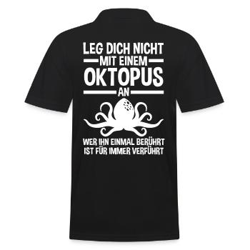 Tintenfisch Oktopus - Männer Poloshirt - Schwarz - Hinten - Kai (181cm)