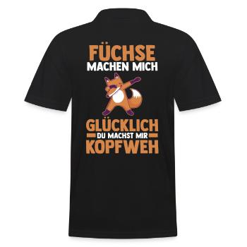 Fuchs - Männer Poloshirt - Schwarz - Hinten - Kai (181cm)
