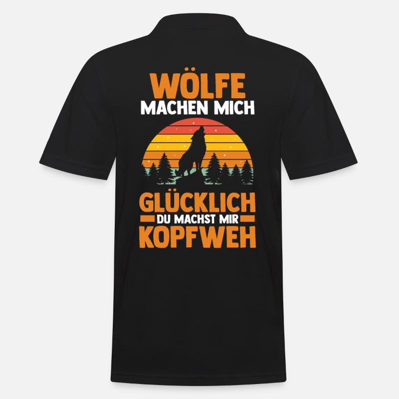 Tier Waldtier Wolf - Männer Poloshirt - Schwarz