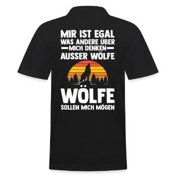 Tier Waldtier Wolf - Männer Poloshirt - Schwarz - Hinten - Kai (181cm)
