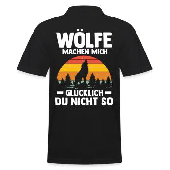 Tier Waldtier Wolf - Männer Poloshirt - Schwarz - Hinten - Kai (181cm)