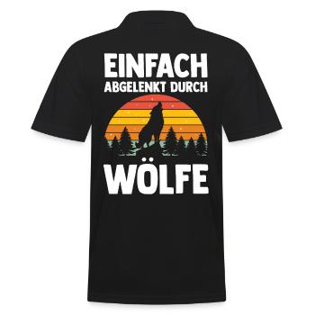 Tier Waldtier Wolf - Männer Poloshirt - Schwarz - Hinten - Kai (181cm)