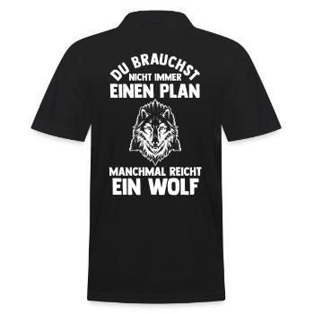 Tier Waldtier Wolf - Männer Poloshirt - Schwarz - Hinten - Kai (181cm)