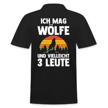 Tier Waldtier Wolf - Männer Poloshirt - Schwarz - Hinten - Kai (181cm)