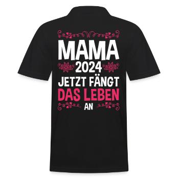 Werdende Mama 2024 - Männer Poloshirt - Schwarz - Hinten - Kai (181cm)