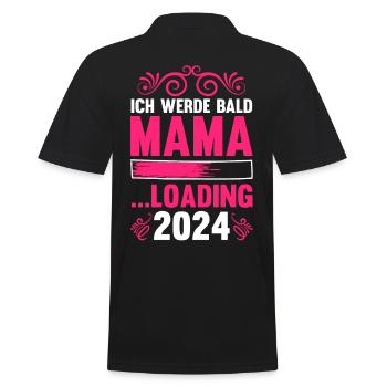 Werdende Mama 2024 - Männer Poloshirt - Schwarz - Hinten - Kai (181cm)