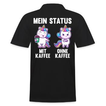 Einhorn Mein Status Mit Kaffee Ohne Kaffee - Männer Poloshirt - Schwarz - Hinten - Kai (181cm)