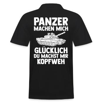 Panzerfahrer Soldat Panzer - Männer Poloshirt - Schwarz - Hinten - Kai (181cm)