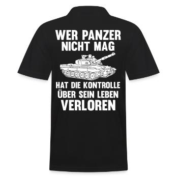 Panzerfahrer Soldat Panzer - Männer Poloshirt - Schwarz - Hinten - Kai (181cm)