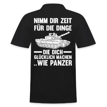 Panzerfahrer Soldat Panzer - Männer Poloshirt - Schwarz - Hinten - Kai (181cm)