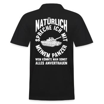Panzerfahrer Soldat Panzer - Männer Poloshirt - Schwarz - Hinten - Kai (181cm)