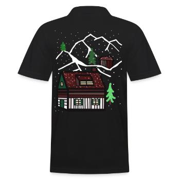 Winter Christmas Tyrol Alps Alm Snow Xmas Nature - Men's Polo Shirt - black - Back - Kai (181cm)