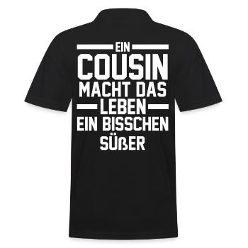 Cousins Cousin - Männer Poloshirt - Schwarz - Hinten - Kai (181cm)