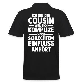 Cousins Cousin - Männer Poloshirt - Schwarz - Hinten - Kai (181cm)