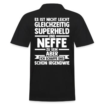 Superhelden Neffe - Männer Poloshirt - Schwarz - Hinten - Kai (181cm)