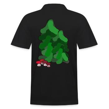 October Autumn Forest Fir Trees Toadstools Mushrooms - Men's Polo Shirt - black - Back - Kai (181cm)