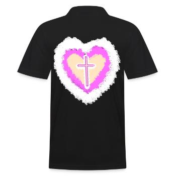 coeur religion jésus croix croix dieu christ - Polo Homme - noir - Dos - Kai (181cm)