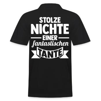 Tante Nichte - Männer Poloshirt - Schwarz - Hinten - Kai (181cm)