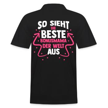 Stiefmutter Stiefmama Bonusmama - Männer Poloshirt - Schwarz - Hinten - Kai (181cm)