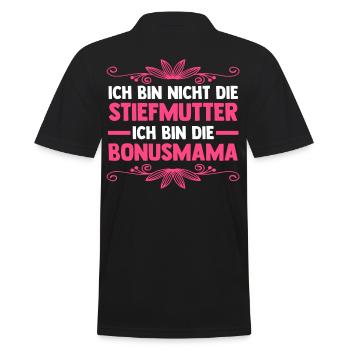 Stiefmutter Stiefmama Bonusmama - Männer Poloshirt - Schwarz - Hinten - Kai (181cm)