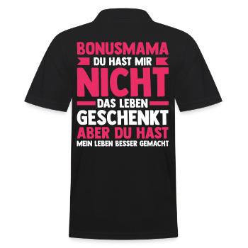 Stiefmutter Stiefmama Bonusmama - Männer Poloshirt - Schwarz - Hinten - Kai (181cm)