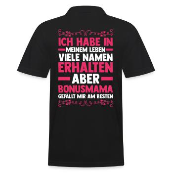 Stiefmutter Stiefmama Bonusmama - Männer Poloshirt - Schwarz - Hinten - Kai (181cm)