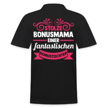 Stiefmutter Stiefmama Bonusmama - Männer Poloshirt - Schwarz - Hinten - Kai (181cm)