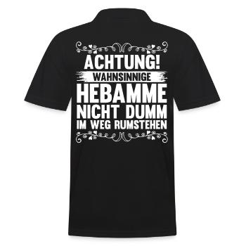 Geburtshelferin Hebamme - Männer Poloshirt - Schwarz - Hinten - Kai (181cm)