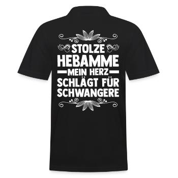 Geburtshelferin Hebamme - Männer Poloshirt - Schwarz - Hinten - Kai (181cm)