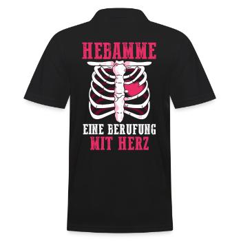 Geburtshelferin Hebamme - Männer Poloshirt - Schwarz - Hinten - Kai (181cm)