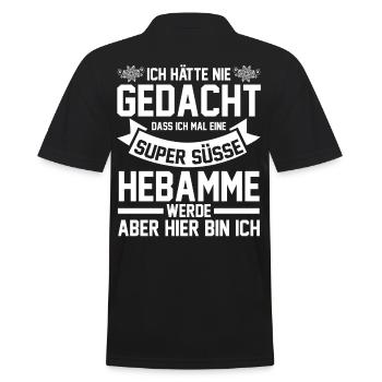 Geburtshelferin Hebamme - Männer Poloshirt - Schwarz - Hinten - Kai (181cm)