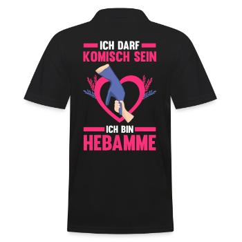 Geburtshelferin Hebamme - Männer Poloshirt - Schwarz - Hinten - Kai (181cm)