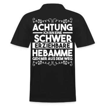Geburtshelferin Hebamme - Männer Poloshirt - Schwarz - Hinten - Kai (181cm)