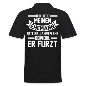 Ehe Jadehochzeit 26 Jahre Verheiratet Hochzeitstag - Männer Poloshirt - Schwarz - Hinten - Kai (181cm)