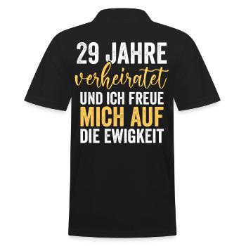 Ehe Samthochzeit 29 Jahre Verheiratet Hochzeitstag - Männer Poloshirt - Schwarz - Hinten - Kai (181cm)